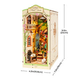 Build & Create Studio™ Floral Corner Book Nook Kit with LED Lights – 3D Wooden Puzzle for Bookshelf Décor