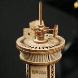 Build & Create Studio™ Airplane Control Tower Mechanical Music Box – DIY Wooden Model with Moving Parts and Music