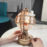 Build & Create Studio™ Light-Up Wooden Globe – 3D Puzzle Night Light for Home Decor