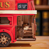 Build & Create Studio™ London Tour Bus 3D Wooden Puzzle – City Sightseeing Model Kit for Kids