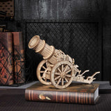 Build & Create Studio™ 3D Wooden Puzzle Wheeled Siege Artillery – Historic Mechanical Model Kit