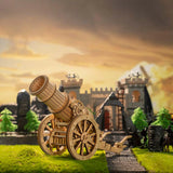 Build & Create Studio™ 3D Wooden Puzzle Wheeled Siege Artillery – Historic Mechanical Model Kit